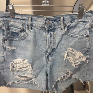 American Eagle Outfitters Ripped Light Blue Jean Shorts
